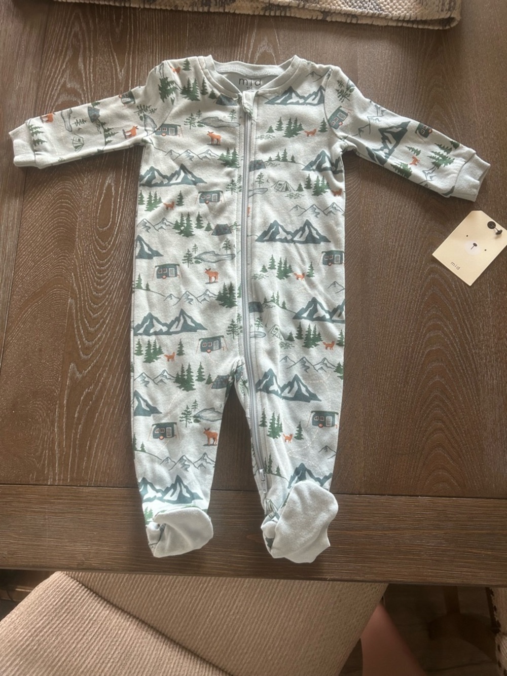 NWT Mid brand from Von Maur Light Blue Mountain Climber Camper Footed One-Piece